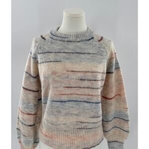Sezane Zenia Sweater Ivory Wool Alpaca Blue Tan Stripe Pullover Knit XS S